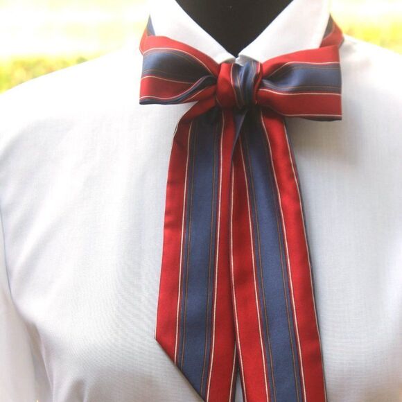 Red Blue Stripe Neckerchief Skinny Scarf - Picture 1 of 3